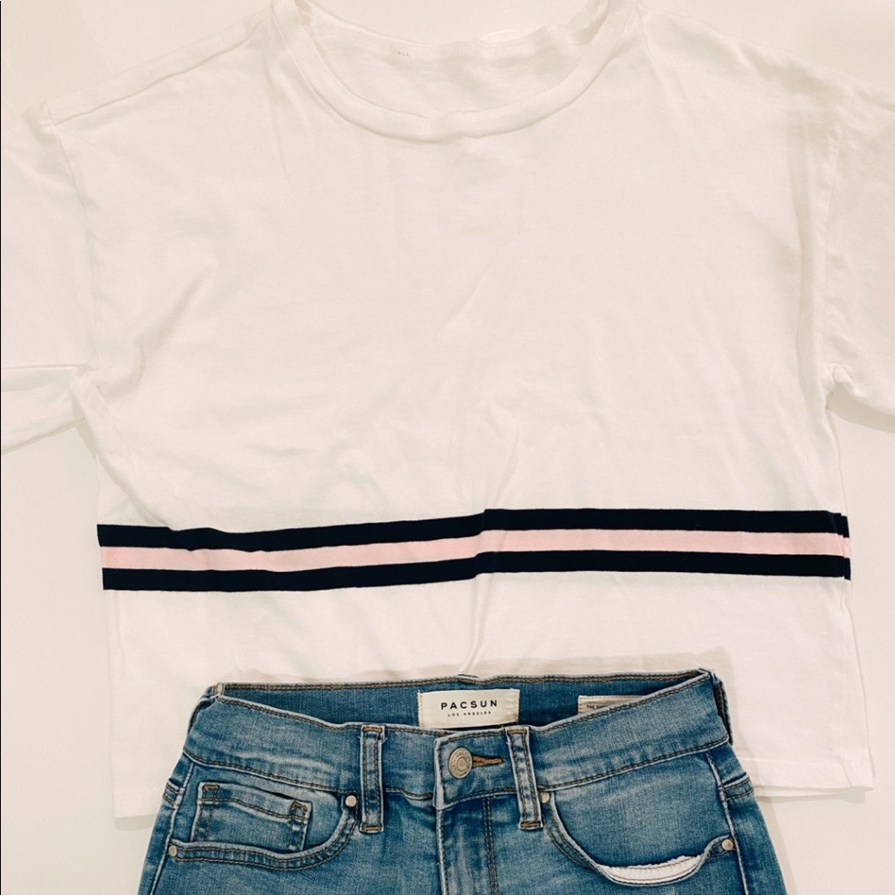 forever 21 white striped tee